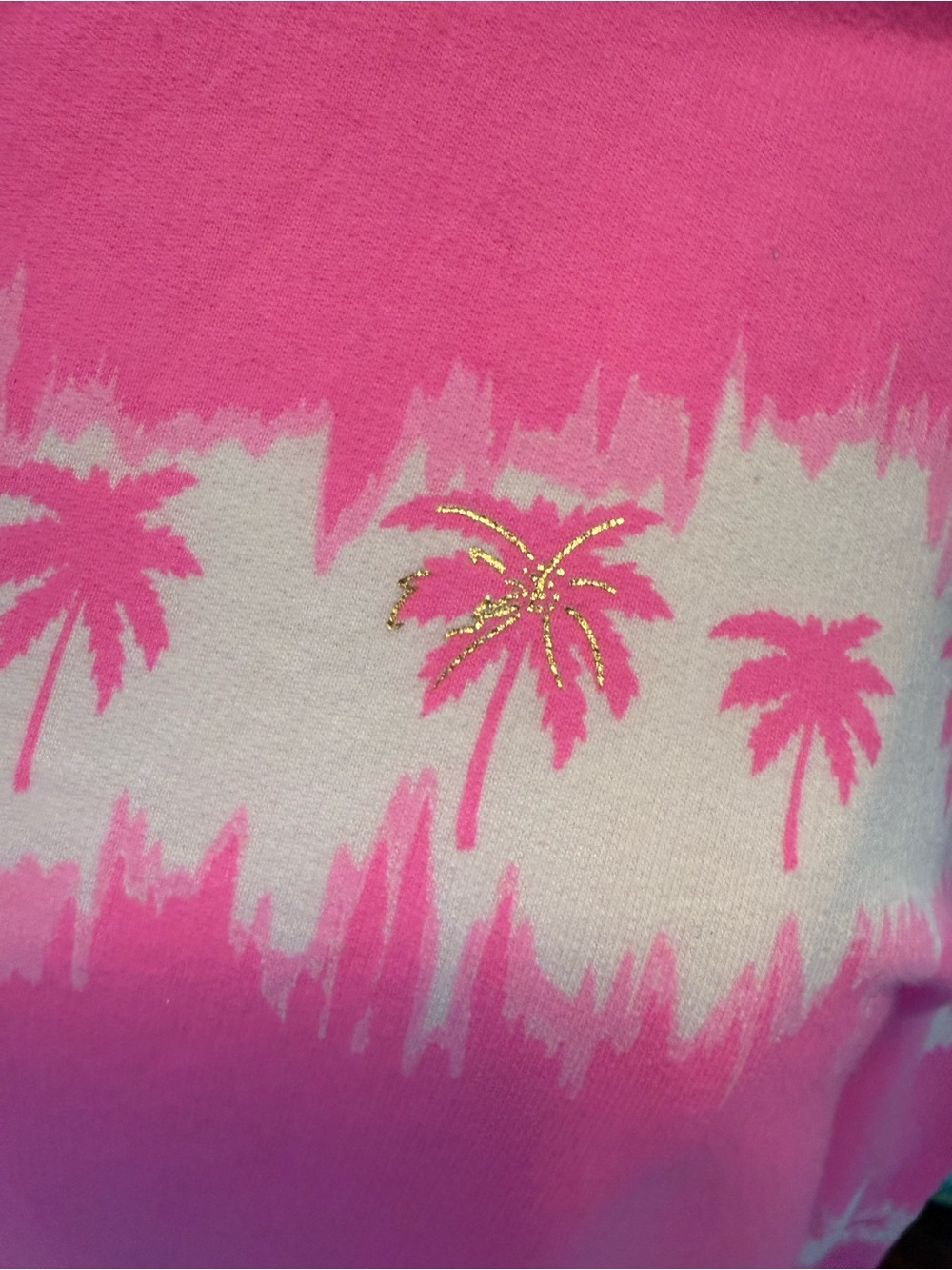 NWT Lilly Pulitzer Pink and Cream Palm-Print Tie-Dye Sweatshirt - Picture 3 of 5